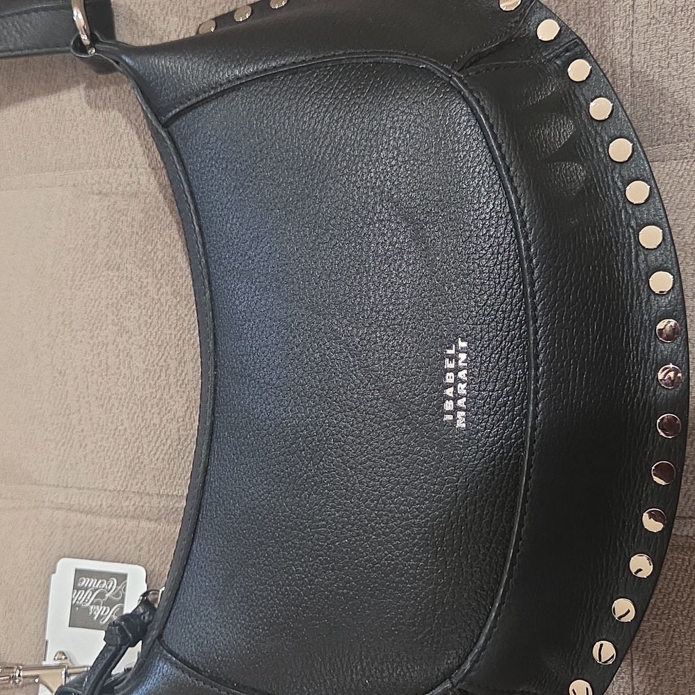 Isabel Marant Black Studded Crescent Shoulder Bag - Picture 7 of 9